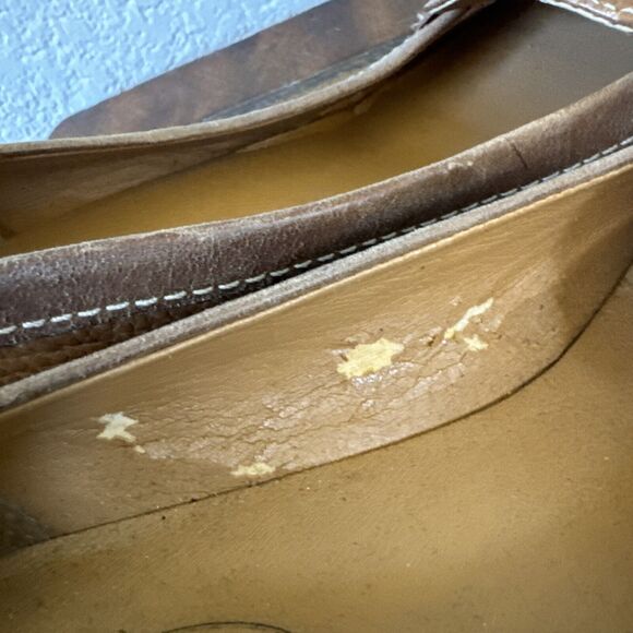 Talbots Brown Textured Leather Low Heel Square Toe Bow Size 6.5B Slip On Pump - Picture 6 of 6